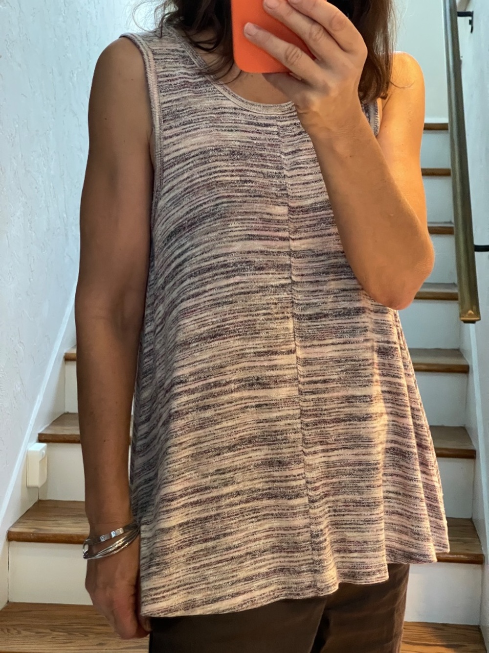 Knox Rose rose/brown heathered style sriped knit tank top women M